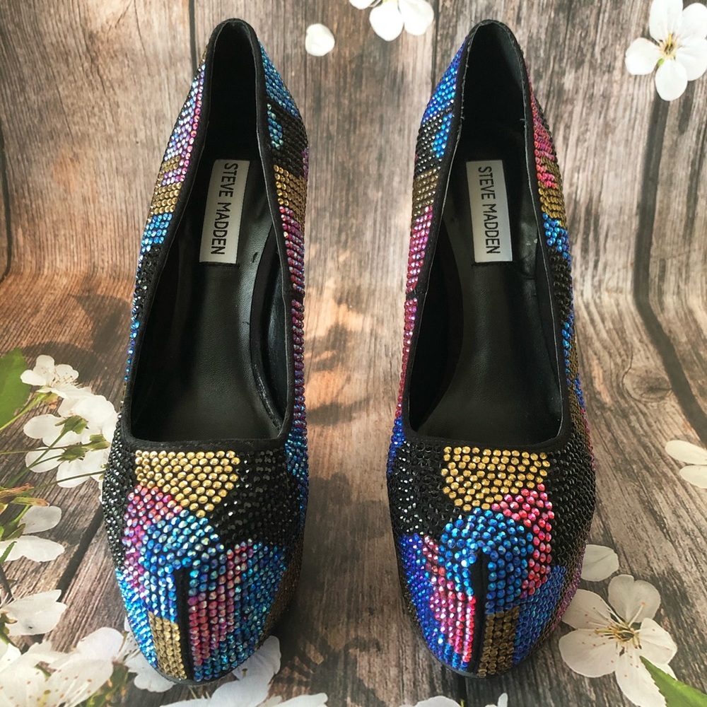 Steve Madden Colorful Rhinestone Platform Heels - Picture 2 of 7
